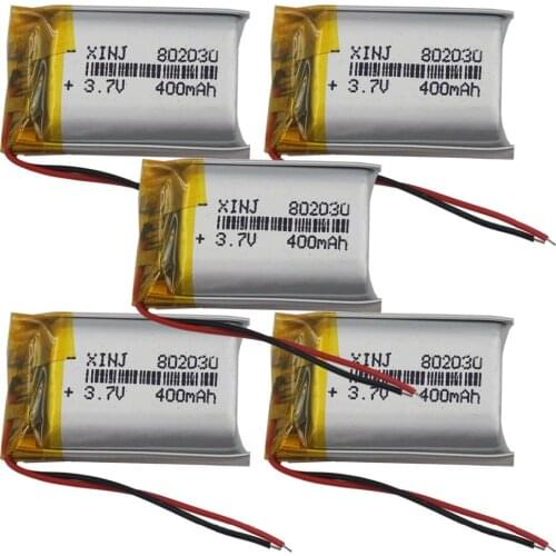 XINJ 5pcs 3.7V 400mAh Li Lithium Polymer Li-Po Battery cell 802030 For camera DVC DVR GPS Sat Nav MP4 Music player Audio watches