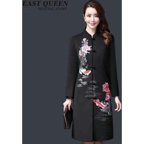 Vintage embroidery traditional chinese clothing women autumn jacket 2018 new arrivals long coat 3XL 4XL 5XL AA2893 YQ