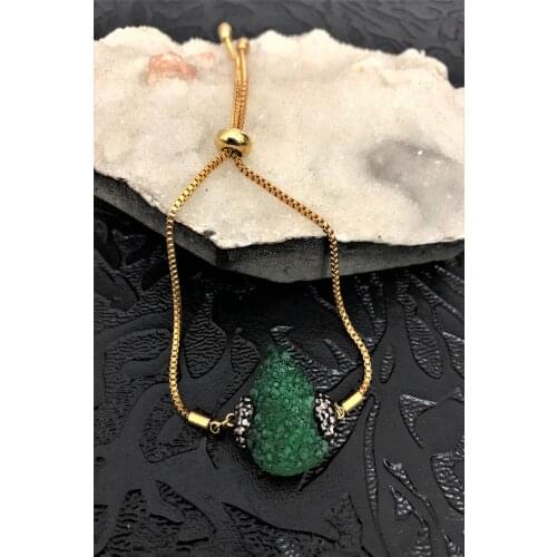 Dr stone golden quartz stone 22k gold plated handmade Women 'S Bracelet TKRB27