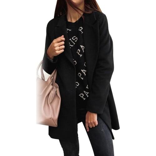 Women Autumn Winter Fashion Wide Lapel Double-line Buttons Warm Coat Outwear