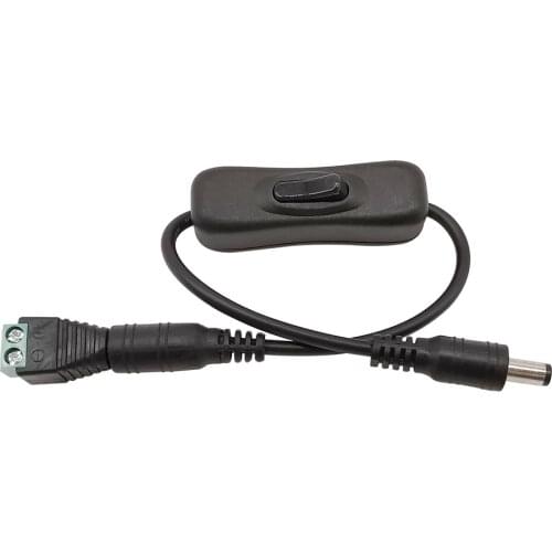 1Set 304 Switch Inline ON OFF Light Switch 12V 5.5x2.1mm Male to Female DC Power Cable Connector with 2.1*5.5 DC Female Adapter