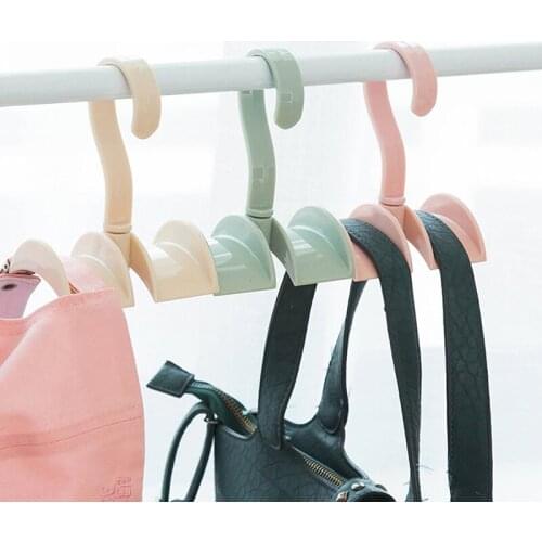 1pc Multi-functional Rotary Handbag Holder Rack Wardrobe Nail-free Hanger Hook Creative Tie Hanger Hook