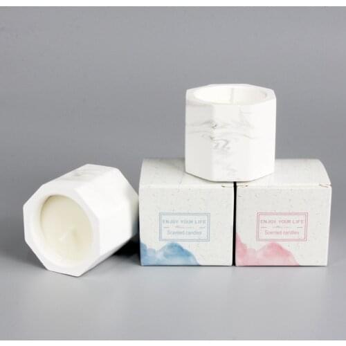 1PCS Marbled Plaster Scented Soy Candles Candlestick Aromatherapy for Party Gifts Birthday Wedding Decoration Christmas Handmade