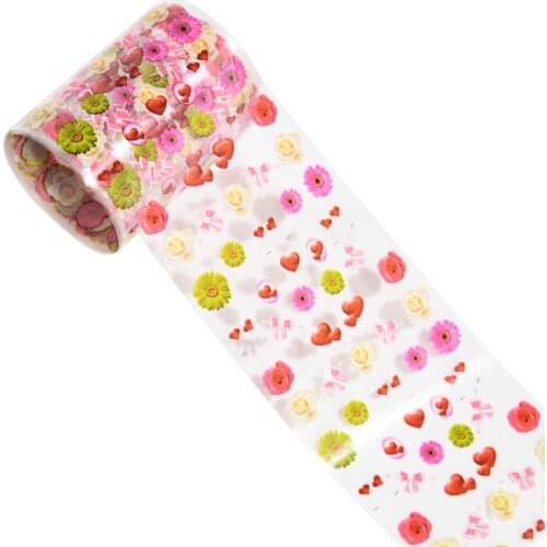 10Rolls 1 Box Lovely Romantic Pink Flowers Foil For Nails Transfer Sticker Holo Laser Starry Paper Nail Art Adhesive Valentine