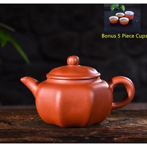 260ml Yixing Purple Clay Tea Pot Genuine Raw Ore Star Anise Tea Pot Kung Fu Teapot Bonus 5 Piece Cup Tea Set Free Shipping