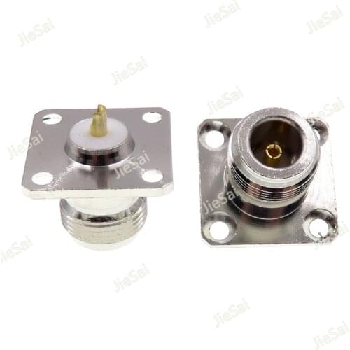 2pcs N-KF N Type 4 Hole Panel Flange Female Jack RF Coax Connector 25mm Length Copper