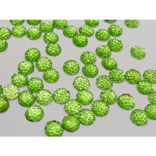 500 Soft Green Acrylic Round Flatback Dotted Rhinestone Beads 10mm