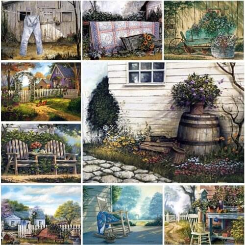 5D Diamond Painting Rural Landscape Hand-painted Farmhouse Rhinestone Mosaic Embroidery Home Decoration Mosaic Art Painting
