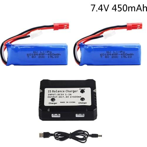 Lipo Battery with Balance Plugs charger for WLtoys K969 K989 K999 P929 P939 RC Car 601844 20C 7.4V 450mah battery for toys cars