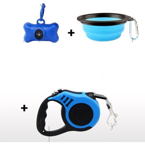 Automatic Dog Telescopic Traction Rope Nylon Extending Walking Small Medium Leash Folding Bowl Suit With Large Pet Dispenser
