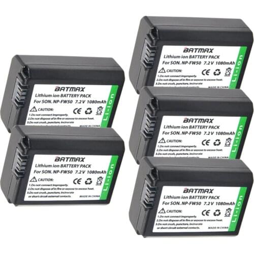 5Pcs NP-FW50 NPFW50 NP FW50 Battery Bateria Akku for Sony NEX-5 NEX-7 SLT-A55 A33 A55 A37 A3000 A5000 A5100 A6000 A6300 A7000