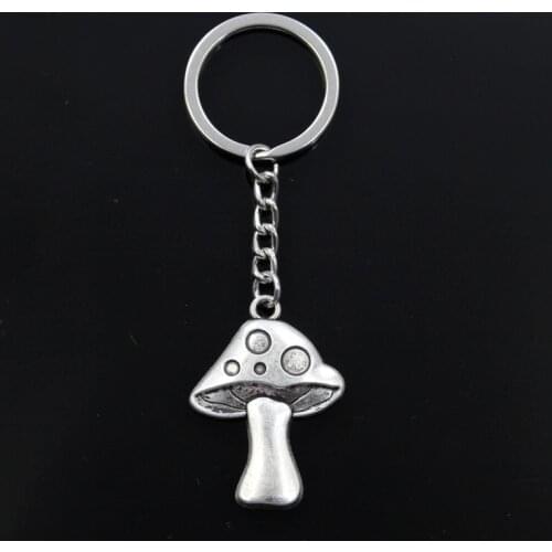 Fashion Keychain 40x29mm Mushroom Bronze Silver Color Pendants DIY Men Jewelry Car Key Chain Ring Holder Souvenir For Gift