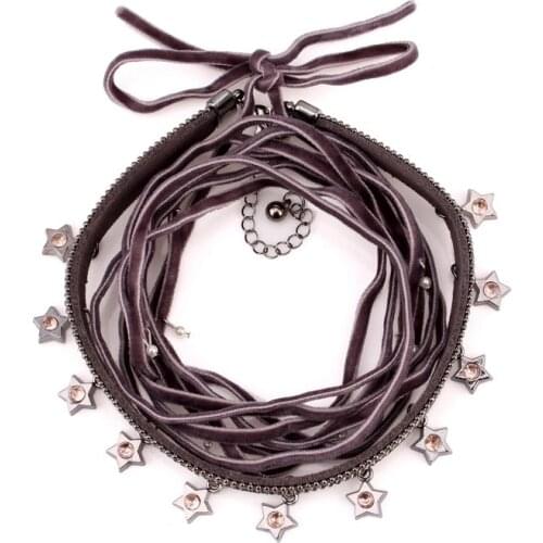 Chunky Rope Chain Star Crystal Pendant Choker Necklace Collar for Women Florate Brand Jewelry Multi Layers Statement Necklace