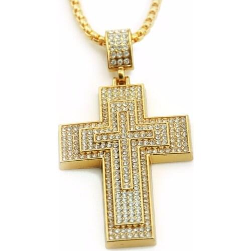 2018 Crystal Cross Necklaces For Men Woman Boy Girl Chain Pendants For Mens Hip Hop Men Jewelry