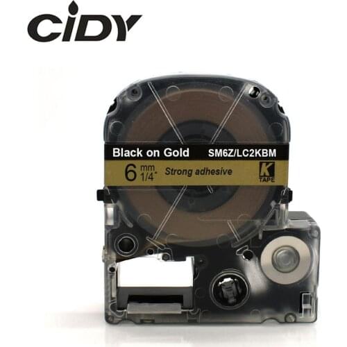 CIDY 6mm Black on Gold SM6Z / LC-2KBM9 LC-2KBM LC 2KBM LC2KBM compatible label tapes for kingjim printers for LW300 LW400