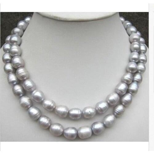 Elegant 12-13mm south sea south sea silver grey pearl necklace