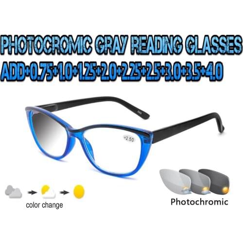 Photochromic Gray Reading Glasses Rectangularcats EyesTrend High Quality Fashion Ladies Women+1+1.5 +1.75 +2.0 +2.5 +3 +3.5 +4