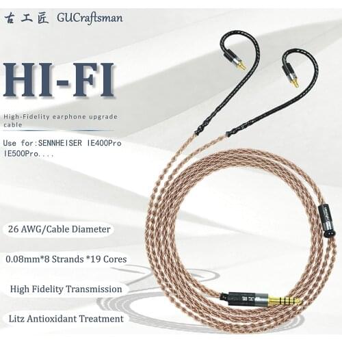 GUcraftsman 6N OCC copper 8-core IE400pro IE500Pro Tyep-C 2.5MM/4.4MM Balance Headphone upgrade cable