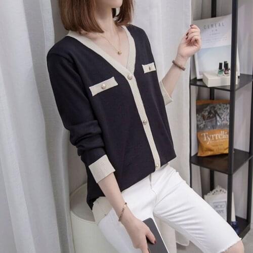 Clothes Plus Size Womens Autumn 2021 New Loose Thin Knitted Cardigan Sweater Coat V-Neck Long Sleeve Casual Knitwear zh1627