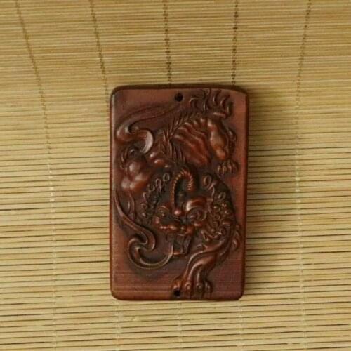 Chinese Natural Boxwood Hand Carved Exquisite Pixiu Pendant Collection Ornaments Statues for Decoration