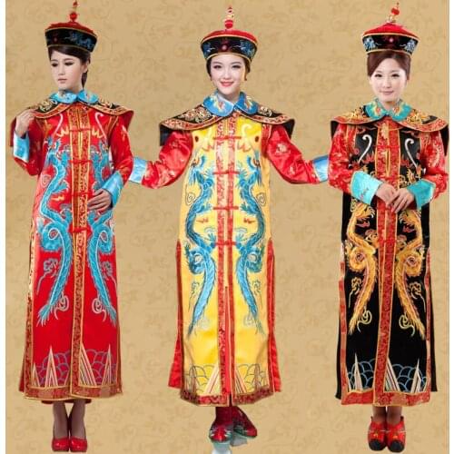 China Manchu Qing Dynasty Queen Empress Robe Dress Cosplay For Lady Chinese traditional Women Clothing Act Costume Drop Shipping