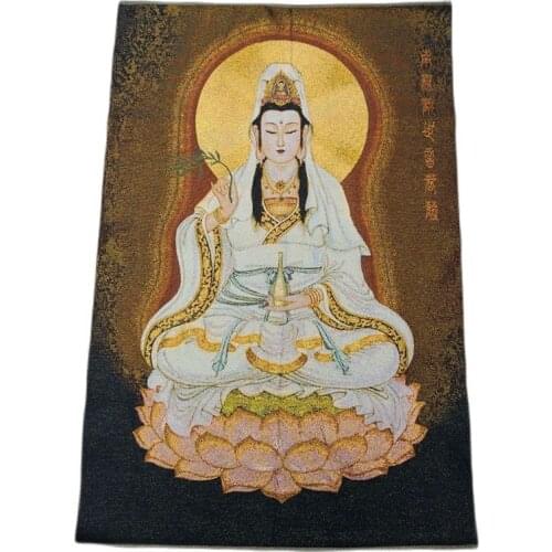 China old Tibet silk Thangka like hanging painting fengshui guanyin Bodhisattva