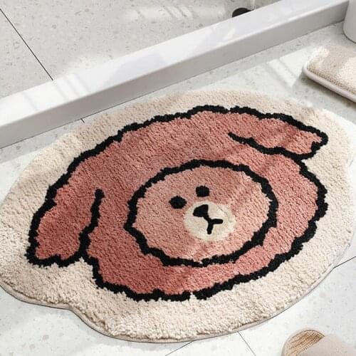 Cartoon Sheep Shape Shaggy Door Mats Animal Coral Velvet Carpet Funny Entrance Indoor Floor Mat Non-slip Doormat Soft Rug