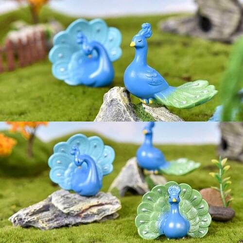 4Styles Mini Animals Craft Garden Micro Landscape Decor DIY Peacock Ornament Figurine