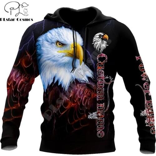 Animal Eagle Custom Name 3D Printed Fashion Mens Autumn Hoodie Sweatshirt Unisex Streetwear Casual Zip Jacket Pullover KJ520