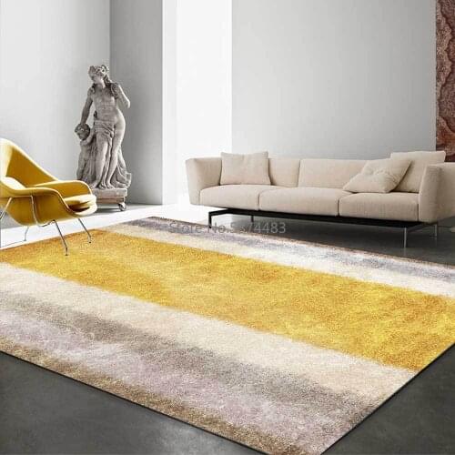 Fashion Modern Light Luxury Gradient Golden Thick Stripes Living Room Bedroom Bedside Carpet Floor Mat Customization