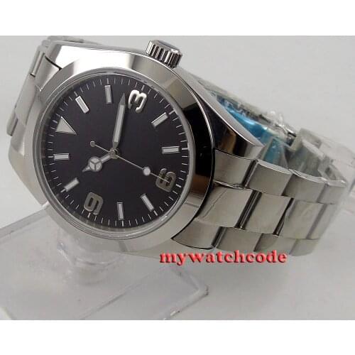40mm parnis black dial sapphire glass no date window automatic mens watch Luxury Brand Watch Men 510