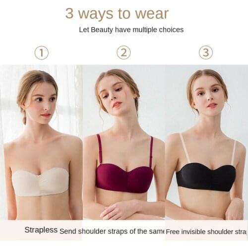 MiiOW Underwear Womens Thin Strapless Gather Bra, One Piece Anti-sagging Tube Top, Wrapped Chest, No Steel Ring Bra