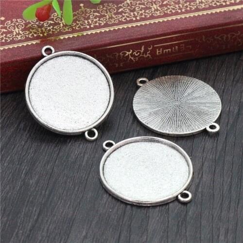 New Fashion 10pcs 25mm Inner Size Antique Silver Plated Classic Simple Style Cabochon Base Setting Charms Pendant (A6-22)