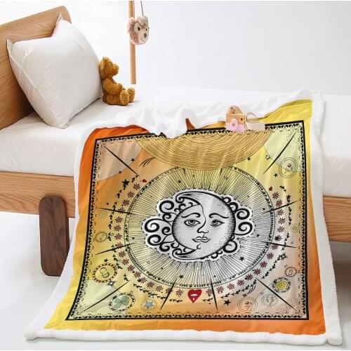 Sun Moon Sherpa Blanket Warm Cashmere Blanket Office Sofa Supplies Blankets for Beds