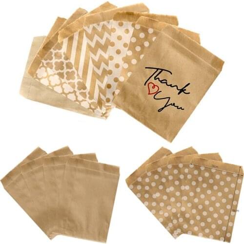 25/50pcs Kraft Paper Bag Biscuit Candy Bag Gift Packaging Pouch Birthday Party Decoration Dessert Candy Bar Bag Snack Cookie Bag