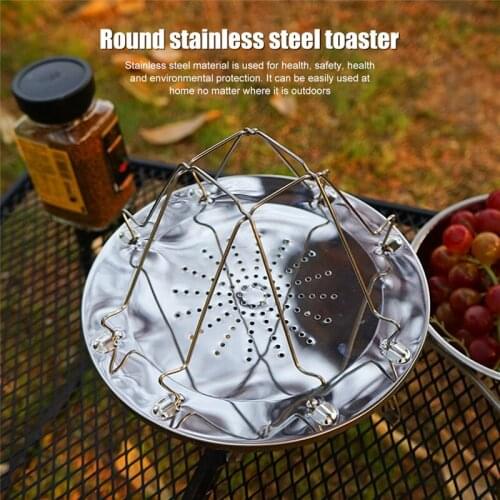 Toast Rack Outdoor Stainless Steel Toaster Fordable Portable 4 Bread Slices Pan Holder Camping BBQ Grill Tools