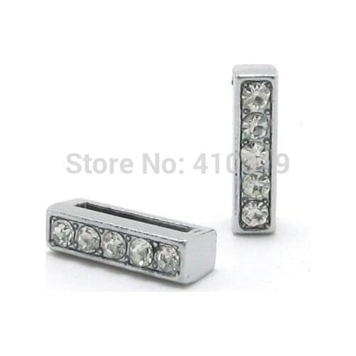 Wholesale 50PCS 8mm " I " full rhinestones slide charm letter alphabet diy accessories