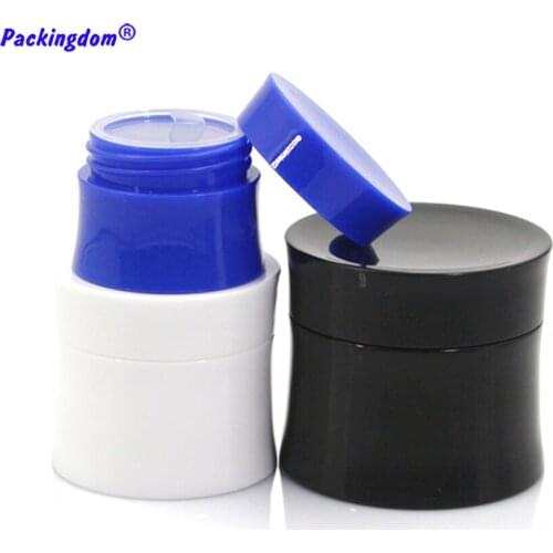 10pcs Empty Cream Jar Plastic Cosmetic Container Slim Waist Shape Black White Lotion Tin Blue Mask Packaging Pot 15g 30g 50g