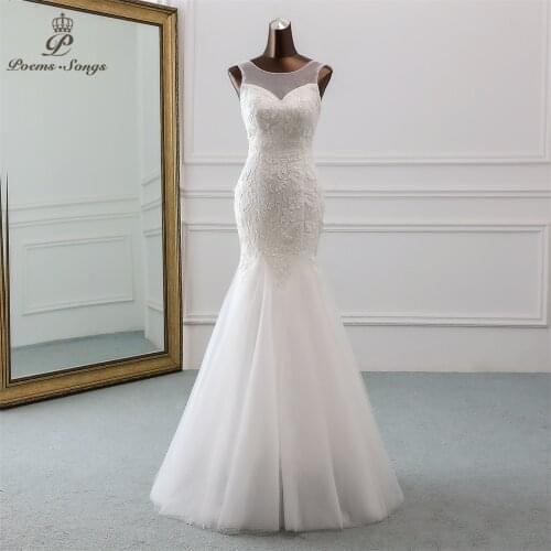 PoemsSongs Sexy backless sequined lace wedding dress 2021 robe mariage Vestido de noiva Mermaid wedding dresses robe de mariee