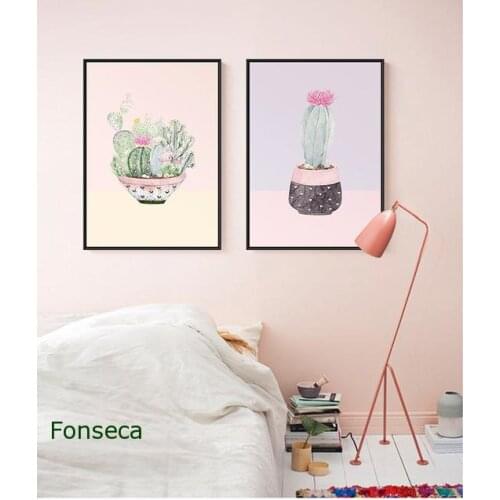 Modern Watercolour Cactus Canvas Painting Fresh Posters And Prints Wall Art Pictures Living Room Bedside Home Decoration