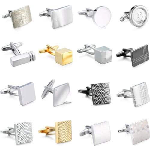 High quality brass laser metal engraving batch flower process cufflink stripe lattice fashion mens French shirt cufflinks