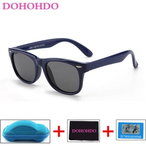 DOHOHDO New Kids Boys TR90 Unbreakable Polarized Sunglasses Children Girl Safety UV400 Mirror Sun Glasses Sport Oculos With Case