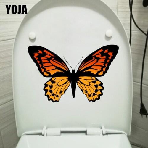 YOJA 21.7X13.5CM Red Orange Cartoon Butterfly Toilet Seat Stickers Childern Bedroom Wall Decor T1-2010