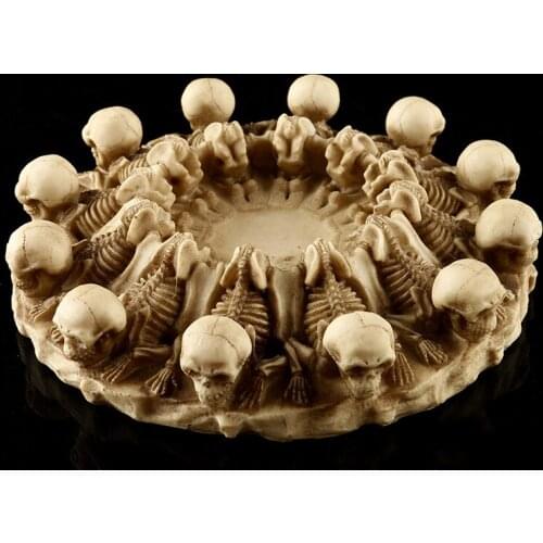 [Funny] Halloween Creative Home Pub Decoration Skull ashtray figure model Statue horror Resin Crafts Sculpture ornament gift