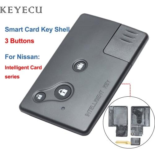 Keyecu Replacement Smart Remote Key Shell Case Fob 3 Buttons for Nissan Teana (Old Model) with Small key, Car Key Shell Case