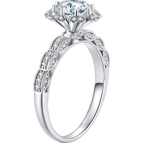 Womens Fashion Luxury 925 Sterling Silver AAA Zircon Open Ring Engagement Wedding Gift Jewelry Ring Wholesale