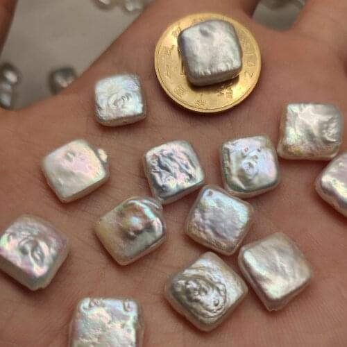 10 Pcs Natural Freshwater Native Pearl Square Shape 10-11mm Loose Beads for DIY Jewelry Making Necklace Bracelet Accessories