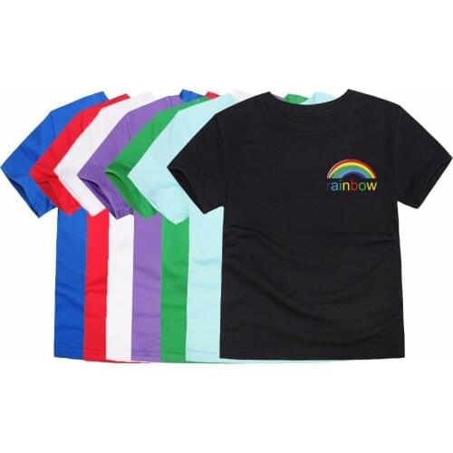 12 Colors Baby Girls Rainbow Short Sleeve Cotton T Shirts Children Team Work Tops Baby Summer Top Boys Tees Shirts for 1-14T
