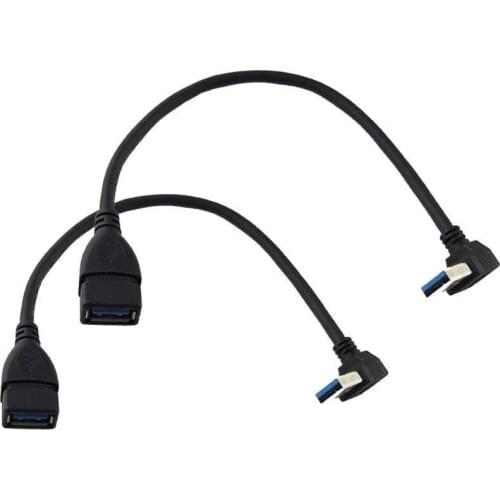 2Pcs SuperSpeed USB 3.0 Down Angle Male to Female Extension Cable - Down Angle
