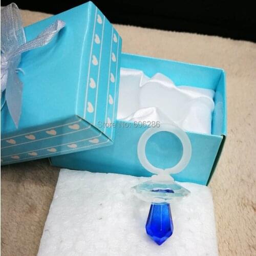 200pcs/lot Crystal blue pacifier Baby Shower favors for baby gift souvenirs baptism door gifts